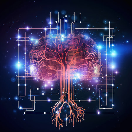 Creative digital brain background. Virtual conceptの素材