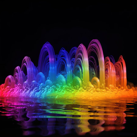 Launched colorful beautiful splash drop on black backgroundの素材