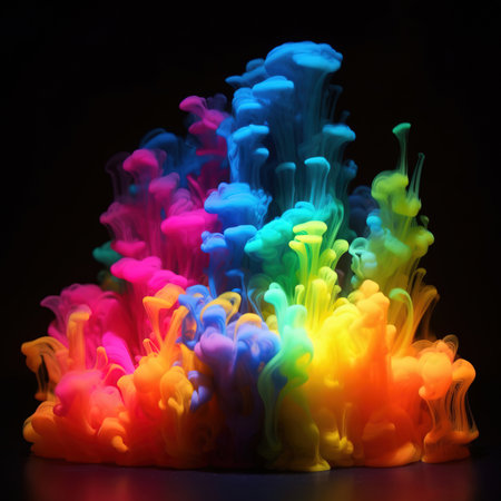 Launched colorful beautiful splash drop on black backgroundの素材