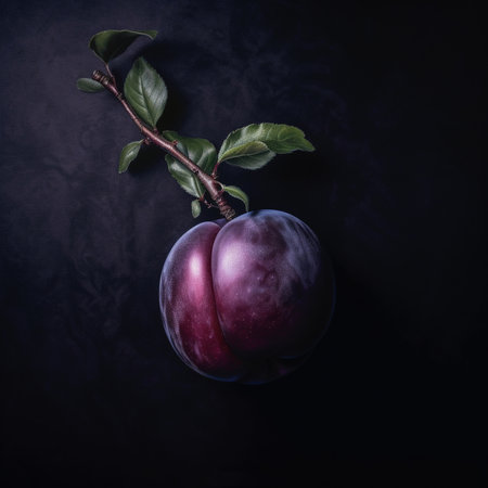 Close up of plum on darkの素材