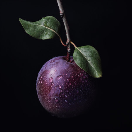 Close up of plum on darkの素材