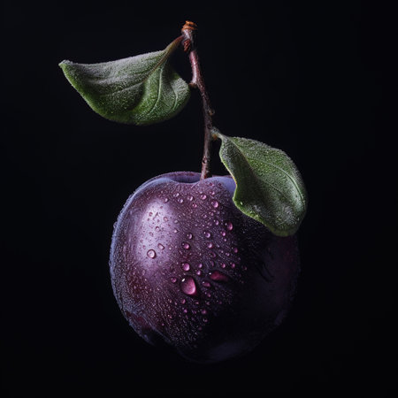 Close up of plum on darkの素材