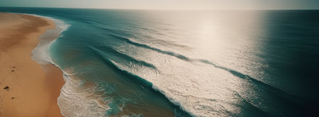 Soft ocean wave on the sandy beach, background.の素材