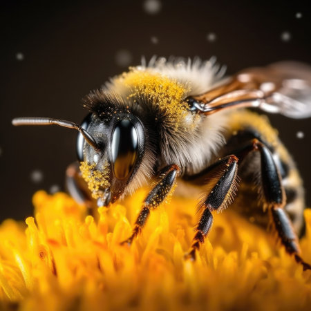 bee collects honey from a flowerの素材