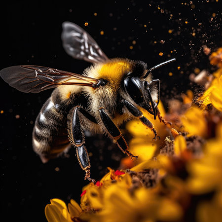 bee collects honey from a flowerの素材