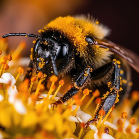 bee collects honey from a flowerの素材