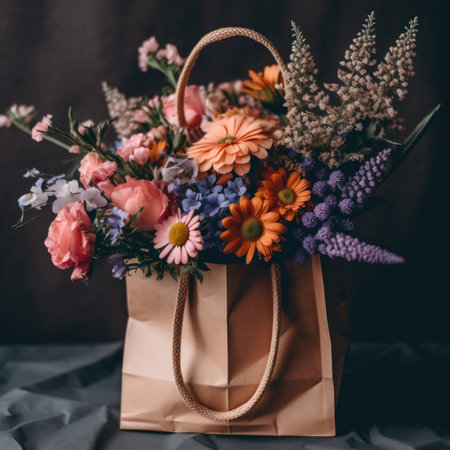 Love background -  flowers in a paper bagの素材