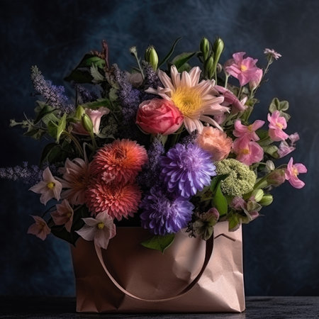Love background -  flowers in a paper bagの素材