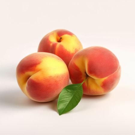group of ripe sweet peaches backgroundの素材