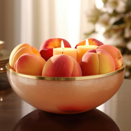 fresh nectarines background.Peach fruit sliceの素材