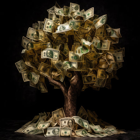 money tree.plant growing step on coins. concept finance and accountingの素材