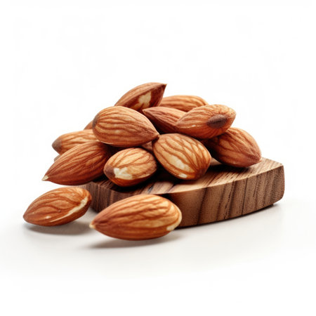Almonds isolated on whiteの素材