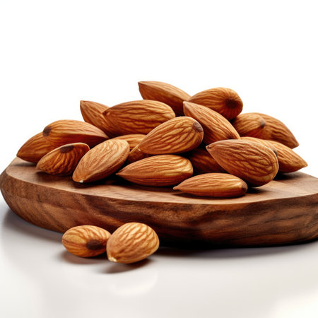 Almonds isolated on whiteの素材
