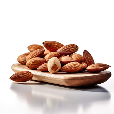 Almonds isolated on whiteの素材