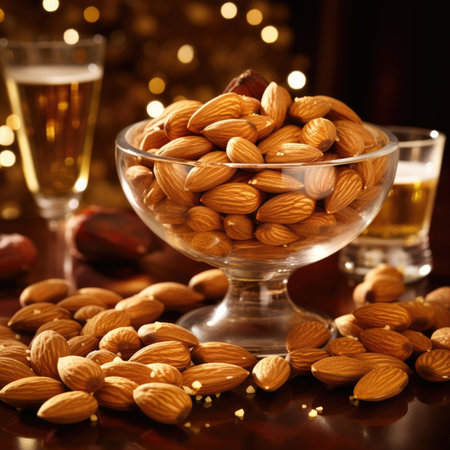 Almonds.Almond snack fruit .の素材
