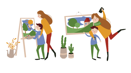 European mother and her sonのイラスト素材