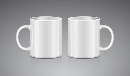 White tea mug. Side view. Realistic vector Mock up Cup Templateのイラスト素材