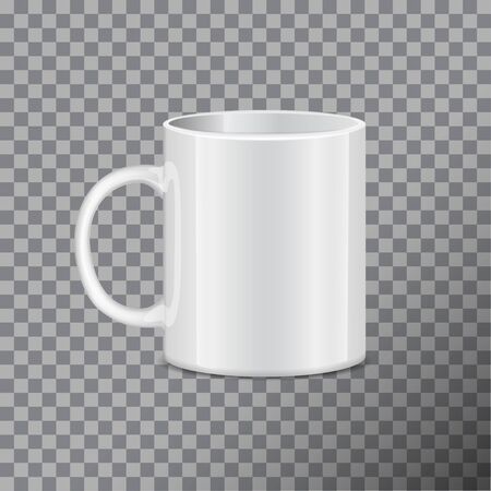 White tea mug. Side view. Realistic vector Mock up Templateのイラスト素材