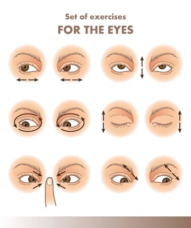 Set of exercises for the eyes, visual acuity illustrationのイラスト素材