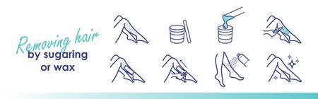 Removing hair by sugaring or wax. Vector trendy line illustrationのイラスト素材