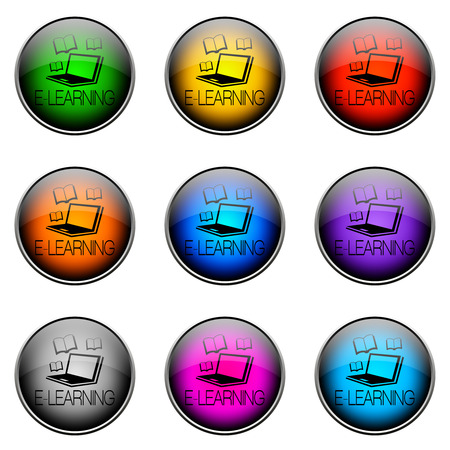 Colorful buttons with different topics. Button Color ELEARNINGの写真素材