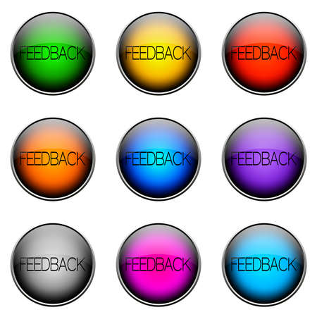 Colorful buttons with different topics. Button Color FEEDBACKの写真素材