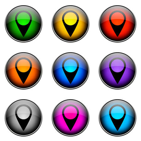 Colorful buttons with different topics. Button Color LOCATIONの写真素材
