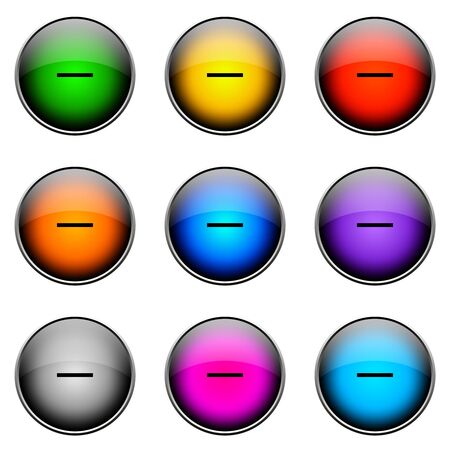 Colorful buttons with different topics. Button Color MINUSの写真素材