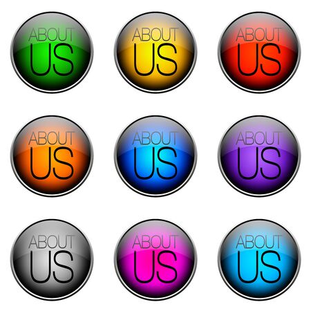 Colorful buttons with different topics. Button Color ABOUTUSの写真素材