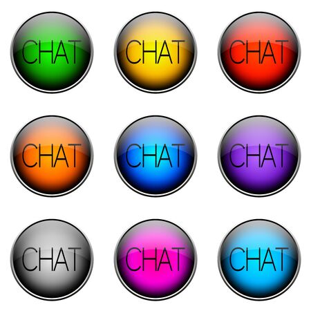 Colorful buttons with different topics. Button Color CHATの写真素材