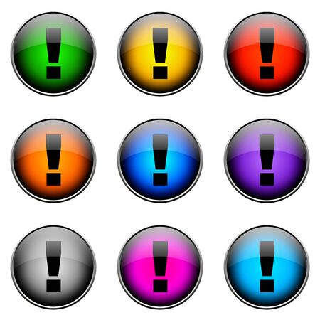 Colorful buttons with different topics. Button Color EXCLAMATIONMARKの写真素材