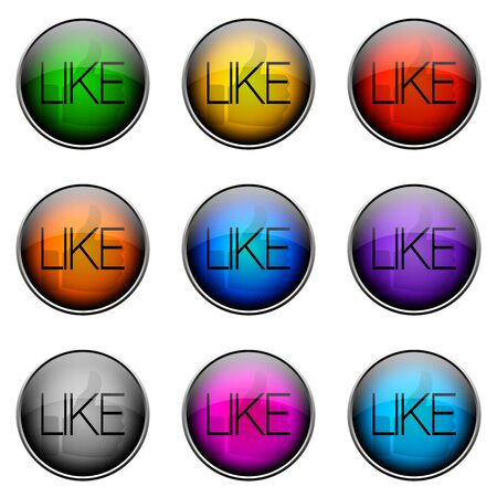 Colorful buttons with different topics. Button Color LIKEの写真素材