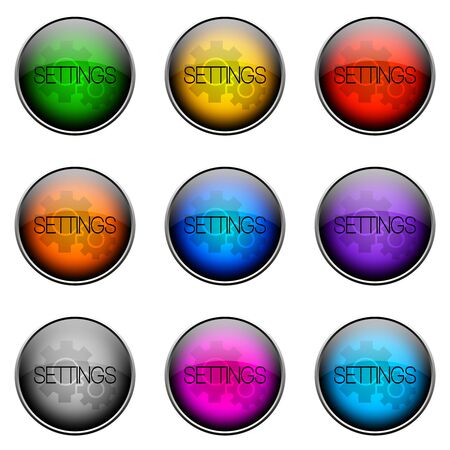 Colorful buttons with different topics. Button Color SETTINGSの写真素材