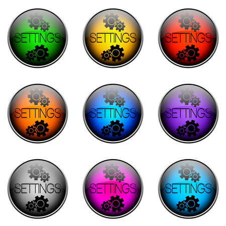 Colorful buttons with different topics. Button Color SETTINGSの写真素材