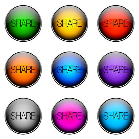 Colorful buttons with different topics. Button Color SHAREの写真素材