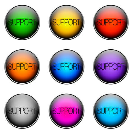 Colorful buttons with different topics. Button Color SUPPORTの写真素材