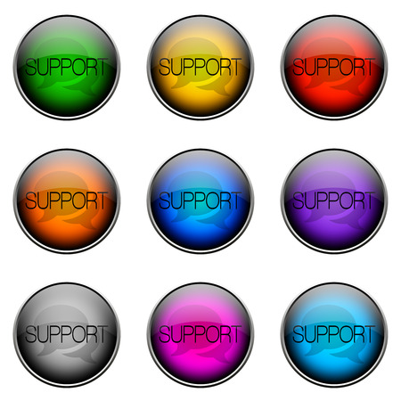 Colorful buttons with different topics. Button Color SUPPORTの写真素材