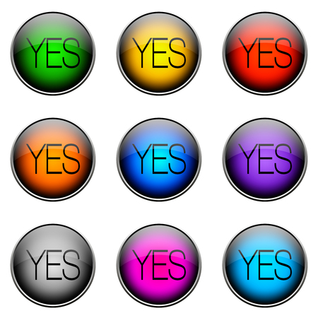 Colorful buttons with different topics. ButtonColor YESの写真素材