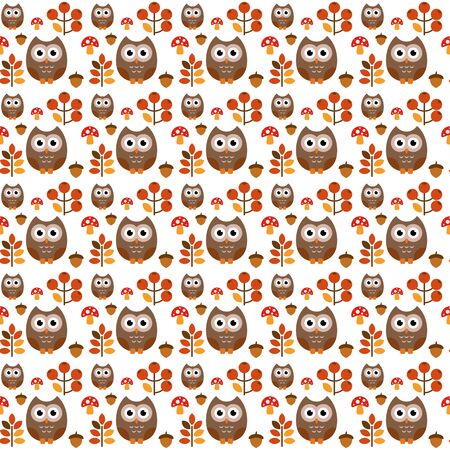 A pattern of an owl with nature stuff for different purposeのイラスト素材
