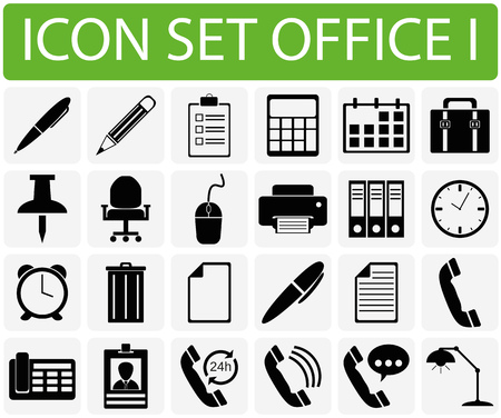Icon set office I with 24 icons for different purchaseのイラスト素材