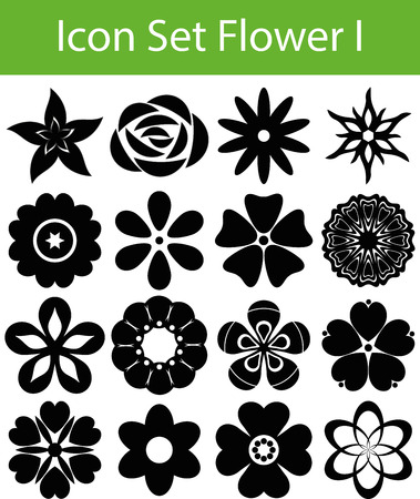Icon Set Flowers I with 16 icons for different purchaseのイラスト素材