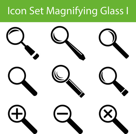 Icon Set Magnifying Glass I with 9 icons for different purchaseのイラスト素材