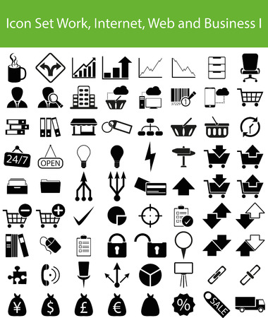 Icon Set Work, Internet, Web and Business I with 72 icons for different purchaseのイラスト素材