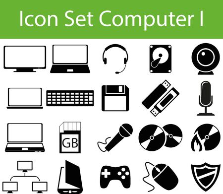 Icon Set Computer I with 20 icons for different purchaseのイラスト素材