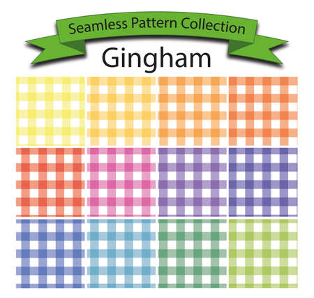 Pattern Collection Seamless Gingham with 12 pattern for different purchaseのイラスト素材