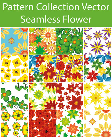 Pattern Collection Seamless Flower with 16 pattern for different purchaseのイラスト素材