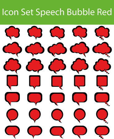 Icon Set Speech Bubble Red with 35 icons for different purchaseのイラスト素材