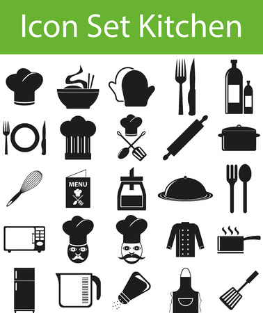 Icon Set Kitchen with 25 icons for different purchaseのイラスト素材