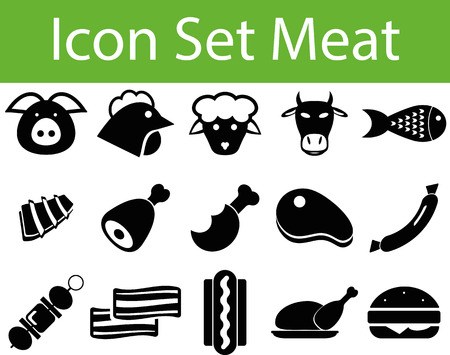 Icon Set Meat with 15 icons for different purchaseのイラスト素材