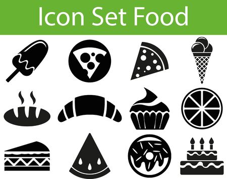 Icon Set Food I with 12 icons for different purchaseのイラスト素材